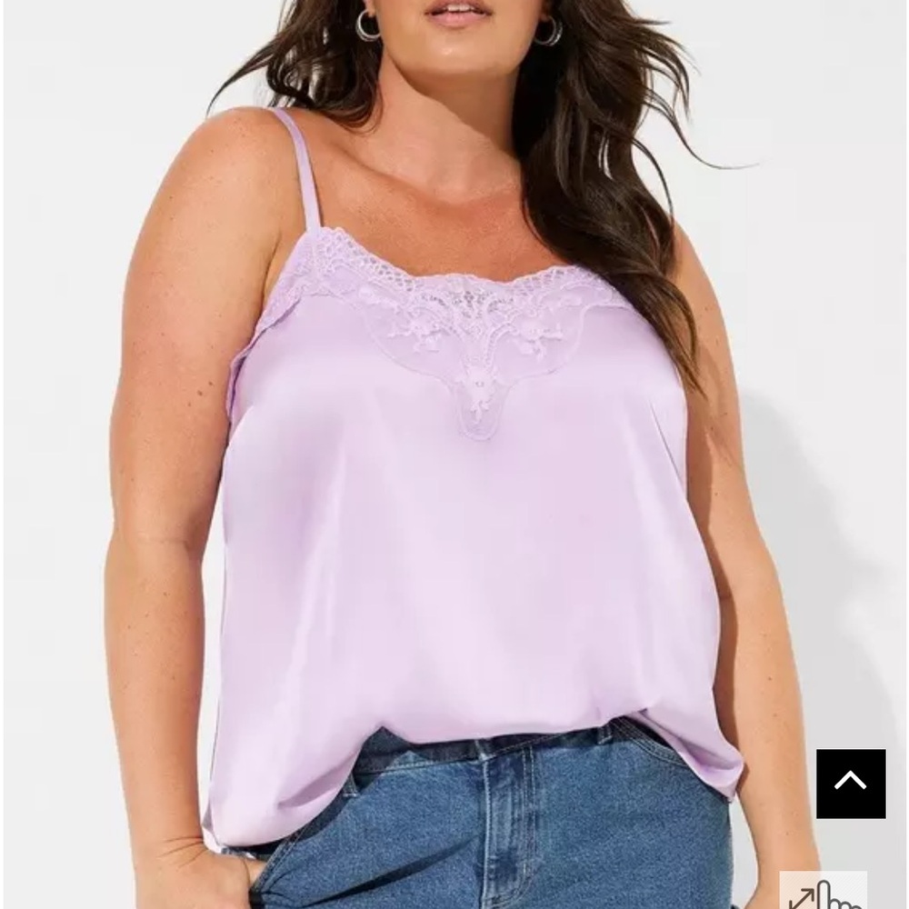 Torrid Sophie Lavender Lace‎ Trim Cami Top